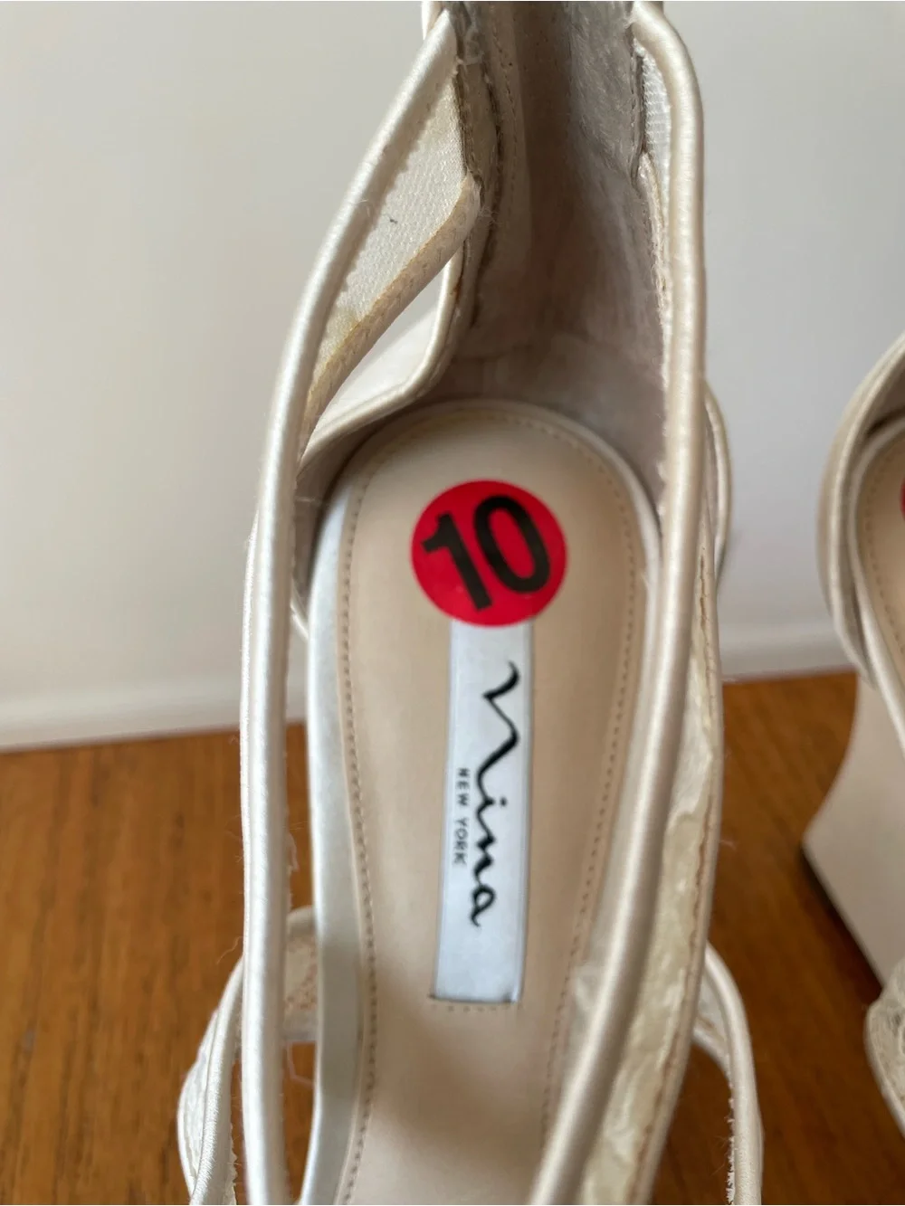 Nina New York Elyana Lace Strap Wedge Shoes Size 10